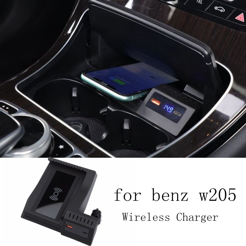 สําหรับMercedes Benz W205 AMG C43 C63 GLC43 GLC63 X253 15WรถQIไร้สายชาร์จโทรศัพท์Charger Fastชาร์จอุ
