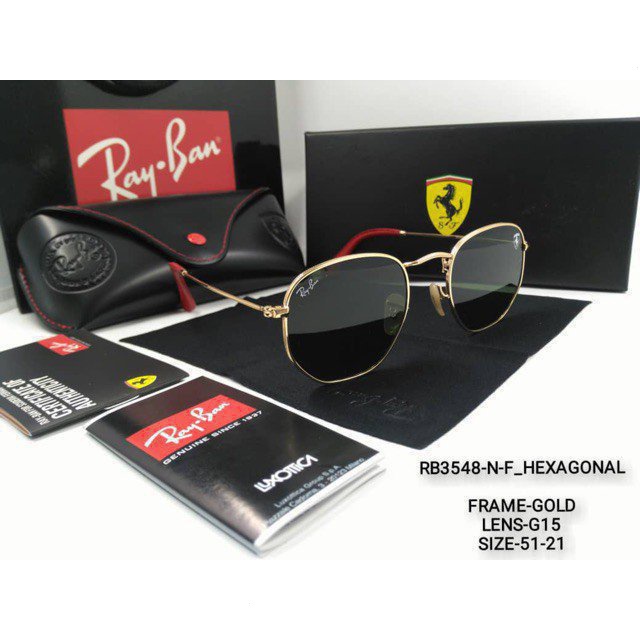 Ferrari RayBan หกเหลี่ยมอิตาลีแว่นตากันแดดโพลาไรซ์ Ray-Ban vixy rkso