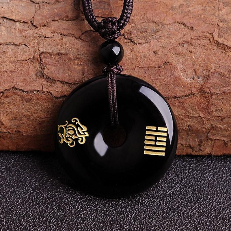 ห้าองค์ประกอบ Trigrams Belong to Water Dehydration Hydrating Basal พวงกุญแจจี้ Obsidian ประหยัดน้ํา 