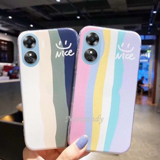 พร้อมส่ง เคสโทรศัพท์มือถือ ซิลิคอน TPU นิ่ม แบบใส บางพิเศษ ลายทาง สีรุ้ง สร้างสรรค์ สําหรับ OPPO A38 4G 2023 A38 4G