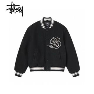 STUSSY 【พร้อมส่ง】เสื้อแจ็กเก็ต เสื้อคาร์ดิแกน ปักลายโลโก้ 100% ขนาดใหญ่ สําหรับผู้ชาย และผู้หญิง