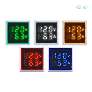 Delmer เครื่องทดสอบโวลต์มิเตอร์ แอมมิเตอร์ดิจิทัล AC 60-500V LED สําหรับรถยนต์