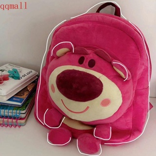 Qqmall Lotso กระเป๋าเป้สะพายหลัง กระเป๋านักเรียน ลายการ์ตูนหมี สตรอเบอร์รี่ ความจุขนาดใหญ่