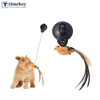 Timekey เชือกขนนกจําลอง ยืดหยุ่น ของเล่นฝึกสัตว์เลี้ยง แมว J6R4 1 ชิ้น