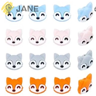 Jane ลูกปัดซิลิโคน ลายการ์ตูนสัตว์น่ารัก 0.95*0.8 นิ้ว 12 ชิ้น สําหรับผู้หญิง