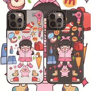 Casetify X Get Ready with Me by Hyemina PC Sliver เคสโทรศัพท์มือถือ PC แข็ง กันกระแทก พร้อมกระจก สีดํา สําหรับ iPhone 15 14 13 12 11 Pro MAX IX XS MAX XR 6 6s 7 8 Plus
