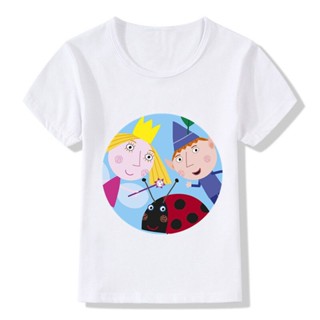 เสื้อยืดแขนสั้น พิมพ์ลายการ์ตูน Ben And Holly Kingdom แฟชั่นฤดูร้อน สําหรับเด็กผู้ชาย และเด็กผู้หญิง