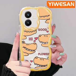 เคสโทรศัพท์มือถือ ซิลิกาเจลนิ่ม ใส กันกระแทก ลายหนังจระเข้น่ารัก สําหรับ VIVO Y22 Y22s