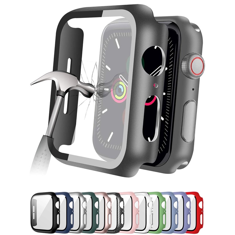 Tempered Glass+cover For Apple Watch Accessories 45mm 41mm 44mm 40mm 42mm Screen Protector Apple watch Case serie 3 4 5