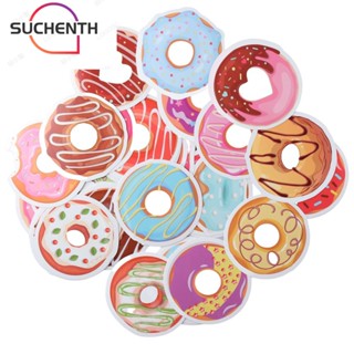 Suchenth สติกเกอร์ติดกระเป๋าเดินทาง ลายโดนัทน่ารัก สีสันสดใส กันน้ํา DIY สําหรับตกแต่งขวดน้ํา แล็ปท็อป