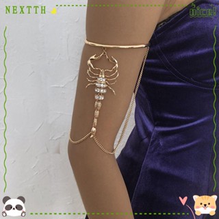 Nextth สร้อยข้อมือโซ่ ประดับพลอยเทียม หลายชั้น สไตล์พังก์ พังก์ พังก์ สีทอง สีเงิน เครื่องประดับ สําหรับผู้หญิง