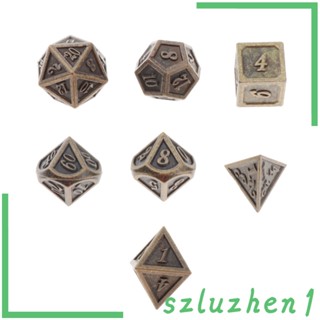[Szluzhen1] ชุดลูกเต๋าโลหะ หลายเหลี่ยม d4 d6 d8 d10 d10 d12 และ d20 7 ชิ้น