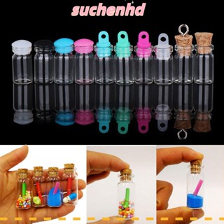 Suchenhd จุกไม้คอร์กขวดน้ํา ขนาดเล็ก สีรุ้ง สําหรับตกแต่งบ้าน DIY 10 ชิ้น