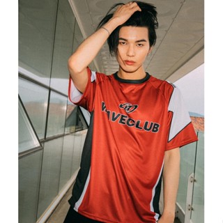 [DUCKDIVE] Fw 23 Star Raglan เสื้อแขนสั้น ผ้าตาข่าย สีแดง