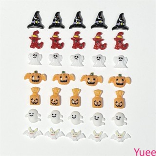 DIY ฮาโลวีน Ghost Ghost Nail Art อุปกรณ์เสริมตลกฟักทองค้างคาว Magic หมวก yuee