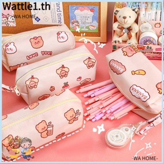 Wttle กระเป๋าดินสอ กระเป๋าเครื่องเขียน ผ้าแคนวาส ลายการ์ตูนหมี แบบสร้างสรรค์