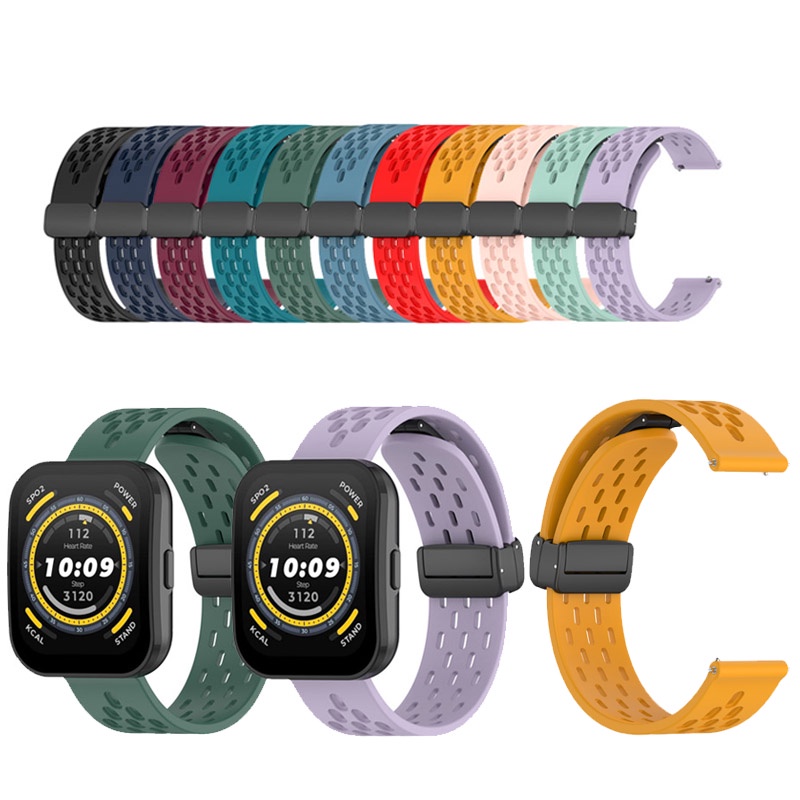 ซิลิโคน StrapMagnetic Buckle ไม่มีช่องว่างสร้อยข้อมือสําหรับ Huami Amazfit Bip 3 3pro Bip S lite Bip U Pro 6 5 Pro
