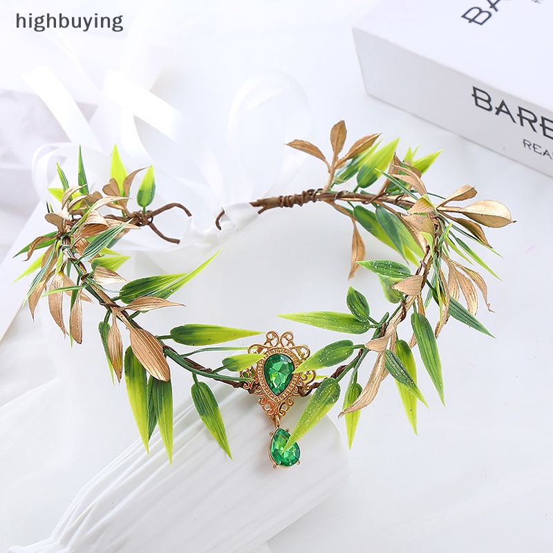 [highbuying] ใหม่ มงกุฎดอกไม้ เจ้าหญิงเอลฟ์ ใบไม้ แฮนด์เมด พลอยเทียม แฟรี่ ฮาโลวีน สําหรับผู้หญิง งานแต่งงาน พร้อมส่ง