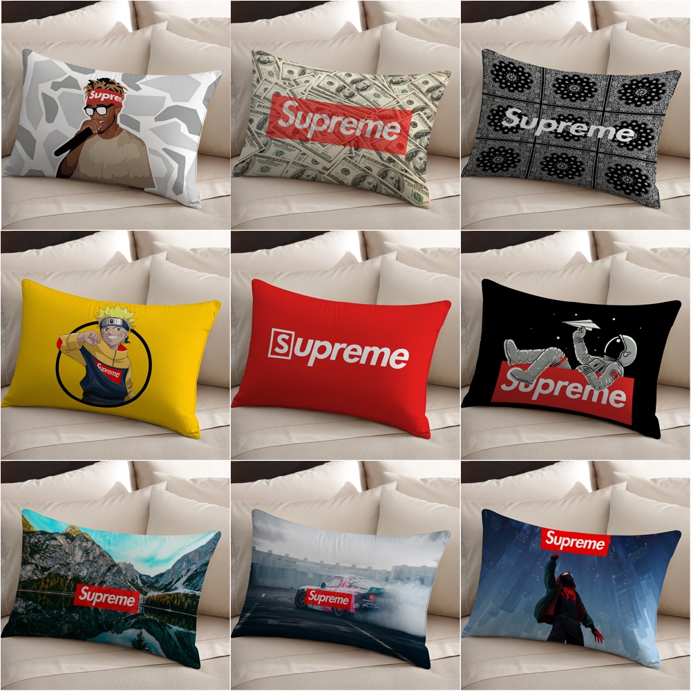 ปลอกหมอนอิง ทรงสี่เหลี่ยม พิมพ์ลายโลโก้ Supreme แบบด้านเดียว เหมาะกับของขวัญ สําหรับตกแต่งโซฟา รถยนต์ ห้องนั่งเล่น (ไม่มีแกน)