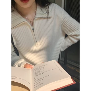 Gakki เสื้อสเวตเตอร์ถักทรงหลวมแขนยาวกันหนาวผู้หญิง ผ้านิ่มใส่สบาย ฟรีไซส์ พร้อมส่ง 1685#