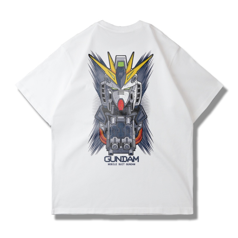 ร้อน ใหม่ญี่ปุ่น Gundam ข้อต่อ GUNDAM เสื้อยืดแขนสั้นผ้าฝ้ายอะนิเมะสีขาว สี