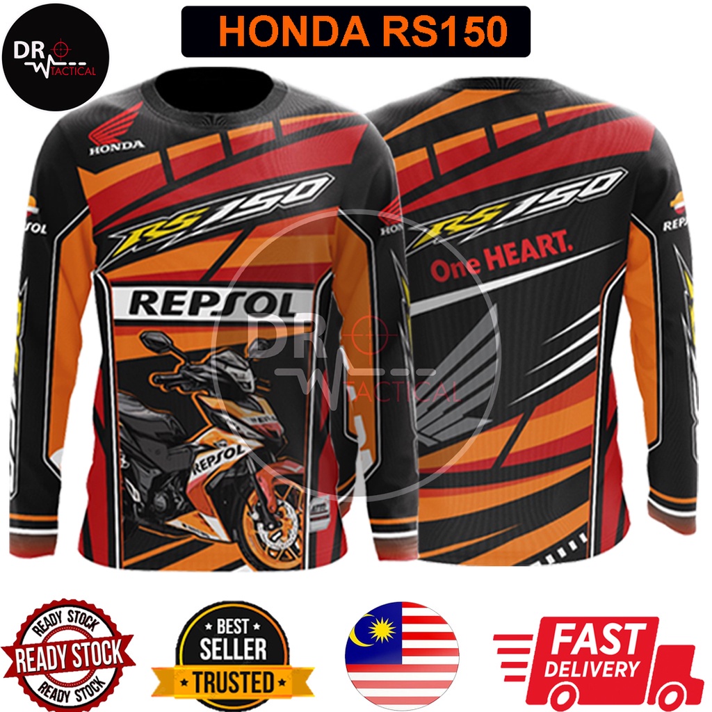 DR TACTICAL Uinsex แขนยาวระเหิดออกแบบยานยนต์เสื้อยืด baju มอเตอร์ lengan panjang ผู้ใหญ่ Honda Rs150