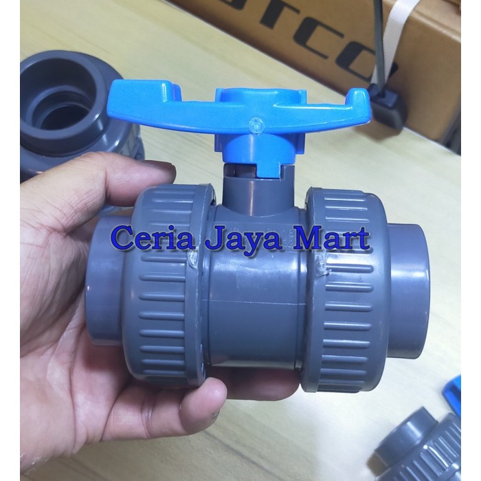 บอลวาล์ว True Union 1 1/4" นิ้ว / Double Union / Watermur PVC gg สีฟ้า
