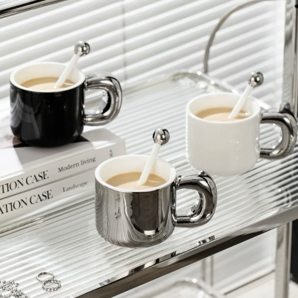 (พร้อมส่ง) ชุดแก้วมัค วัสดุเซรามิคเคลือบเงา สไตล์มินิมอล เรียบหรู เกาหลีเกาใจ