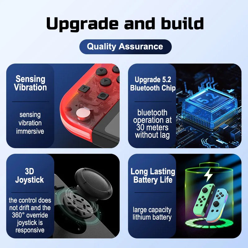 จอยแพดควบคุมเกมไร้สาย JoyCon (L/R) สําหรับ Nintendo Switch & Switch Oled / Lite Gamepad พร้อมสายรัดควบคุม L&R Sensor Joypad