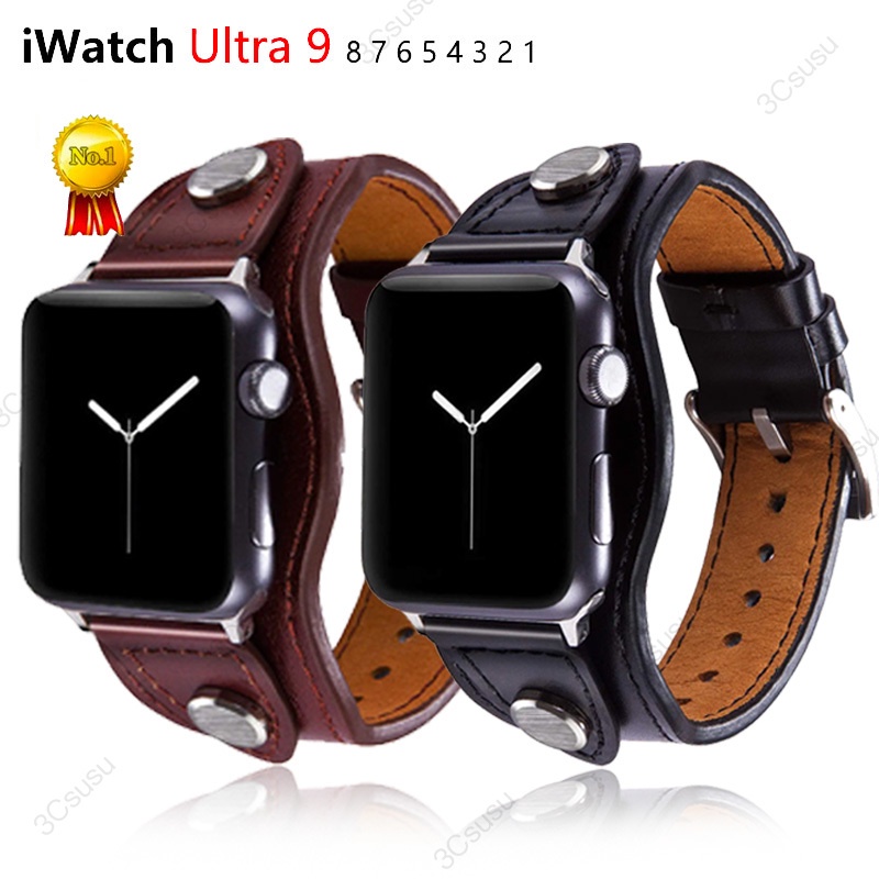 สายนาฬิกาข้อมือหนัง สําหรับ Apple watch series 9 8 7 6 se 5 4 ultra ultra2 Apple watch 45 มม. 41 มม. 40 มม. 42 มม. 44 มม.