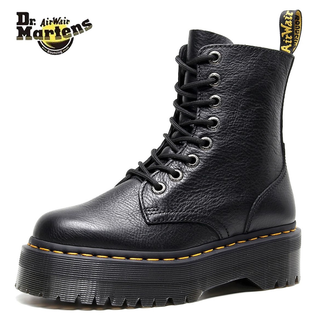 Dr. martens ของแท้หนัง Top Layer Jadon หนา Soled 8 หลุม Martin รองเท้าผู้หญิงซิปด้านข้างลิ้นจี่รูปแบ