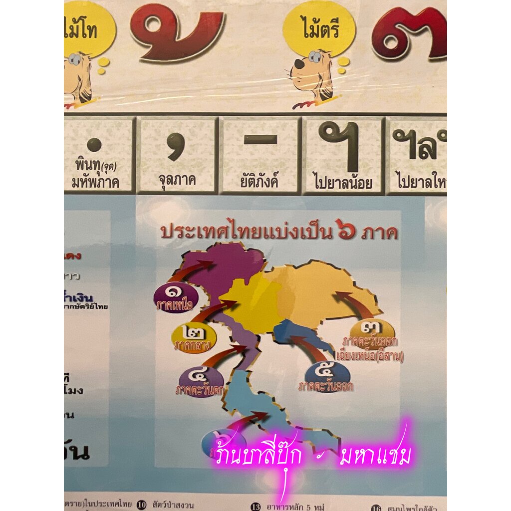 ภาพโปสเตอร์แบบหัดอ่านเรียนรู้สระ-วรรณยุกต์ - [No.16] - (53x78cm กระดาษอาร์ตมัน 4 สี แบบหุ้มพลาสติก) แผ่นภาพประกอบการศ...