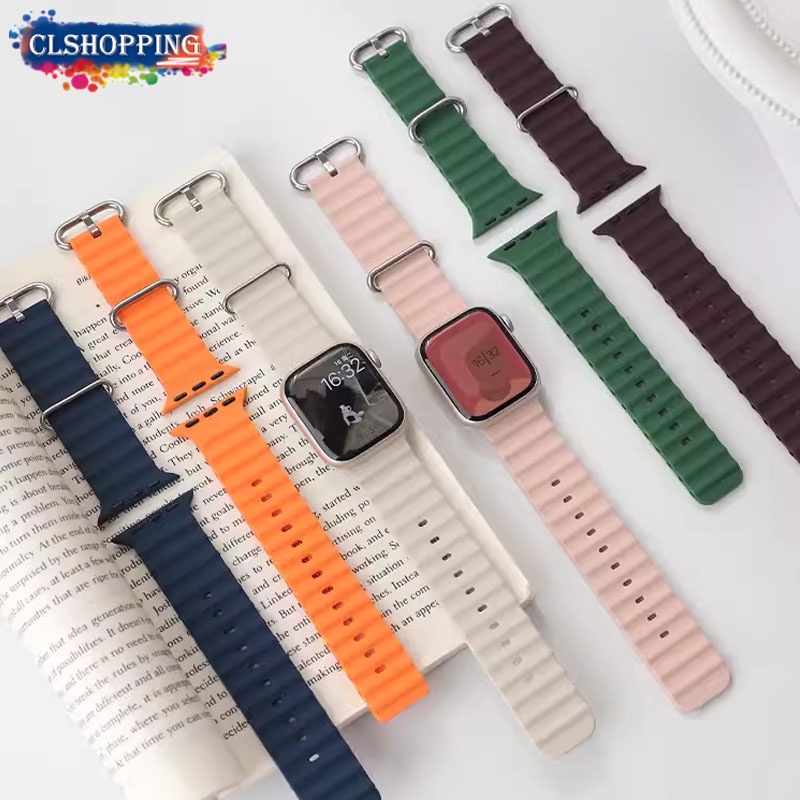 สายนาฬิกาข้อมือซิลิโคน สําหรับ Apple watch ultra series 9 8 7 6 SE 5 4 3 2 1 iWatch series 49 มม. 45 มม. 44 มม. 40 มม. 41 มม. 42 มม. 38 มม. ultra 2