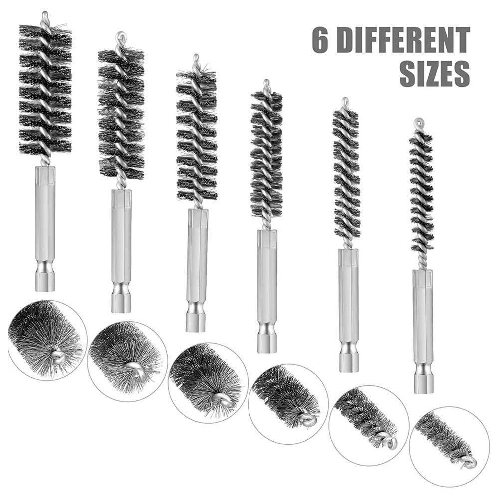 Blliss แปรงลวดสเตนเลส 6 ชิ้น 8 10 12 15 17 19 มม. พร้อมแปรงแกนหกเหลี่ยม 1/4 นิ้ว ราคา ถูกที่สุด ดีลบีเคเค แกลเลอรีภาพที่ 9