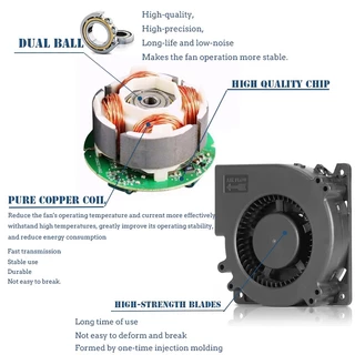 พัดลมหอยโข่ง ปรับรอบได้ 12V DC เครื่องเป่าเทอร์โบ กับอะแคปเตอร์ ปรับได้ พัดลมระบายอากาศ พัดลมโบลเวอร์