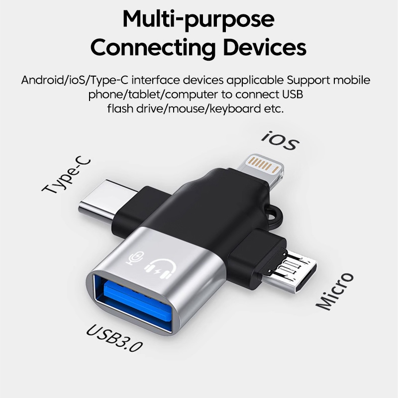 3 in 1 OTG อะแดปเตอร์ Type C Micro OTG อะแดปเตอร์ USB 3.0 แปลงส่งข้อมูล สําหรับคีย์บอร์ดและเมาส์