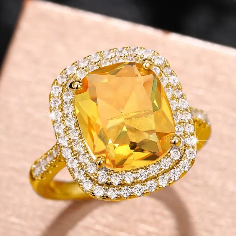 925 เงินสเตอร์ลิง Gorgeous Cubic Zirconia แหวนผู้หญิงสีชมพู/สีขาว/สีเหลือง CZ อารมณ์ Elegant Ladys เครื่องประดับสําหรับงานแต่งงานครบรอบ Party
