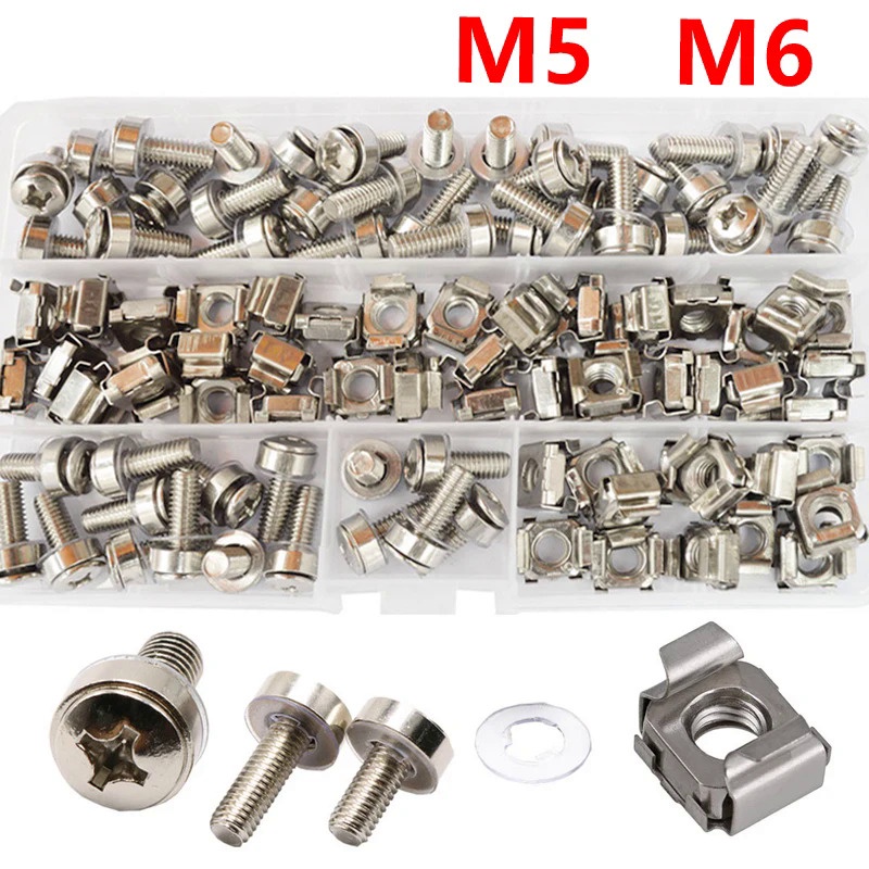 M5 M6rack Cage Mount, Server Bracket Cabinet Screws and Washers, Rack Mount Server Shelves, Routers 