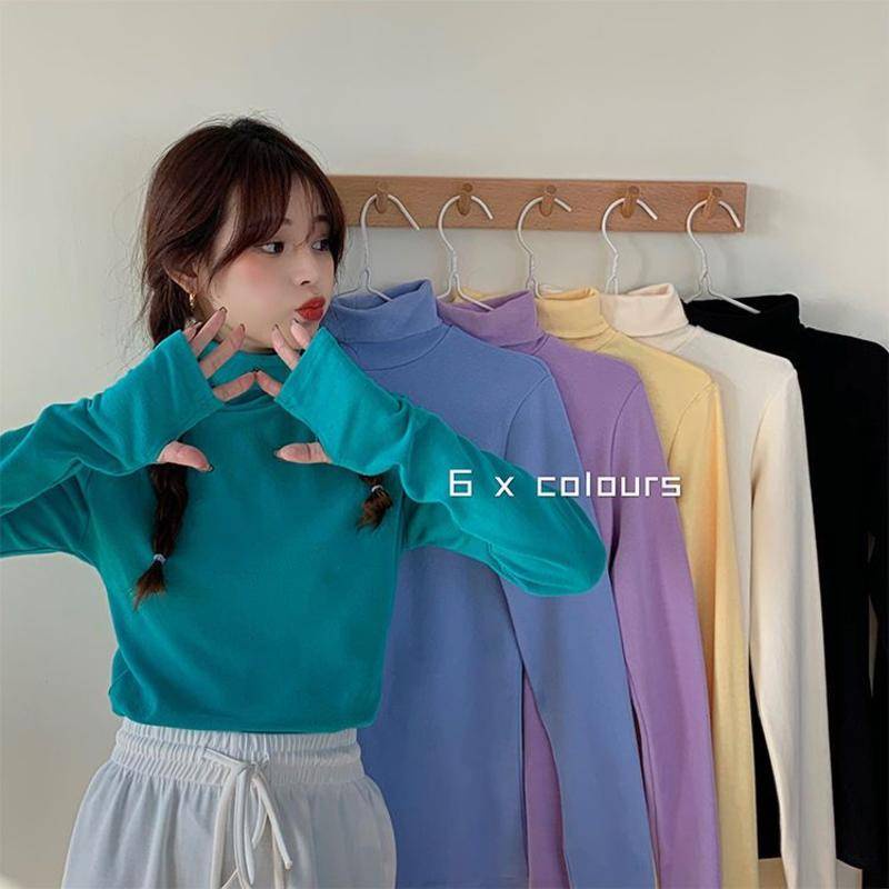 เสื้อยืดแขนยาว คอสูง ผ้าฟลีซ แบบหนา ให้ความอบอุ่น เข้ากับทุกการแต่งกาย แฟชั่นฤดูใบไม้ร่วง และฤดูหนาว สไตล์เยอรมัน สําหรับผู้หญิง