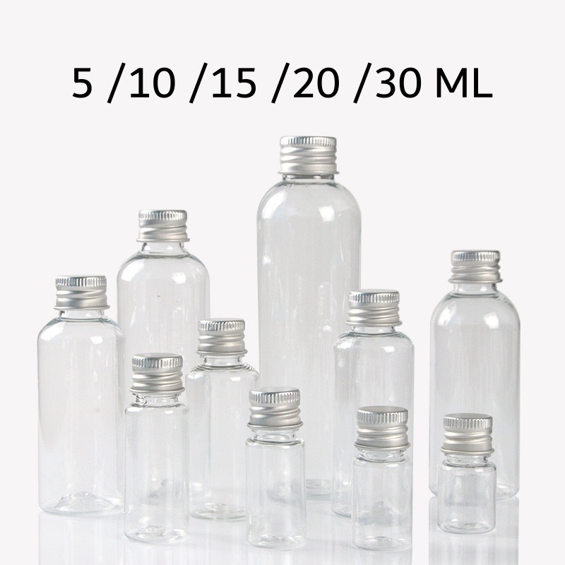 ขวดพลาสติกใส PET ฝาอลูมิเนียม 5 10 15 20 30 50 ML