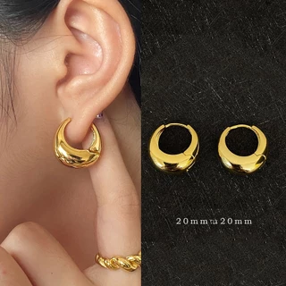 พร้อมส่ง ต่างหูห่วงโลหะ เงิน 925 18K เครื่องประดับ สไตล์คลาสสิก