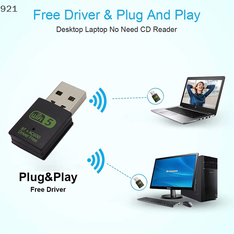 Nuannubbb อะแดปเตอร์รับสัญญาณ WiFi ไร้สาย 600Mbps USB Dual Band 2.4 5.8Ghz RTL8821CU สําหรับ PC แล็ปท็อป เดสก์ท็อป สินค้าขายดี
