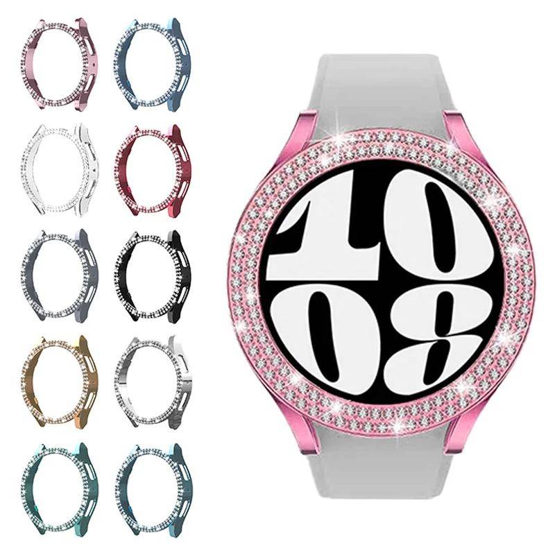 เคสกรอบ PC ประดับเพชร หรูหรา สําหรับ Samsung Galaxy Watch 6 5 4 40 มม. 44 มม.