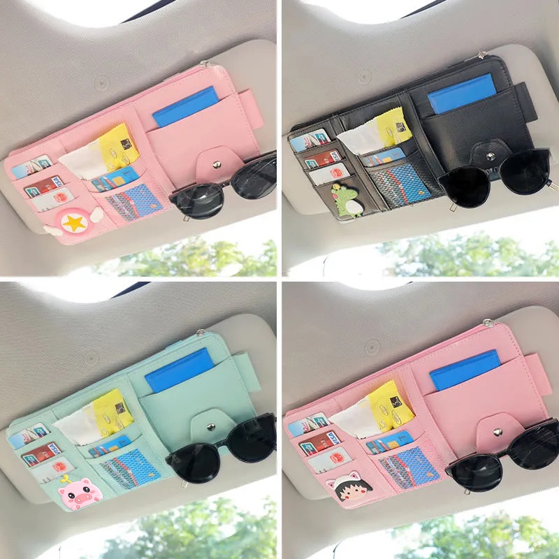 กระเป๋าจัดเก็บบัตร แบบมีซิป หลายช่อง อุปกรณ์เสริม สําหรับติดภายในรถยนต์
