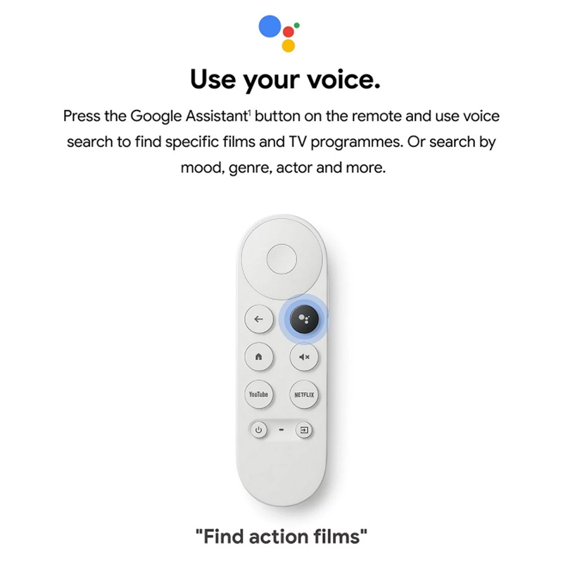 เปลี่ยนใหม่สําหรับ Google Chromecast 4K Snow G9N9N เสียงบลูทูธ Google Chromecast รีโมทคอนโทรล (รีโมท