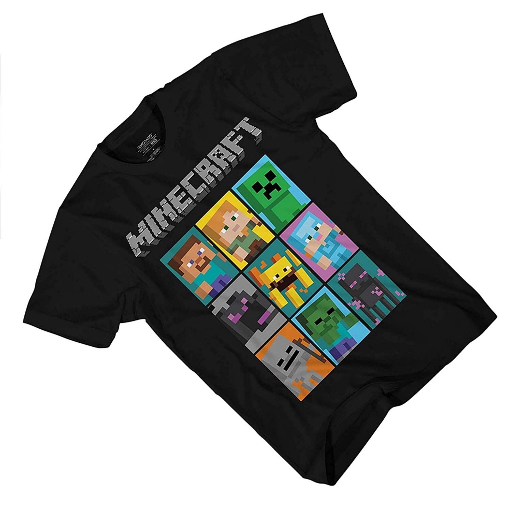 🔅YUDIMU🔅  Minecraft Boys Video Game T-Shirt - Black And Green Creeper Face 707.2