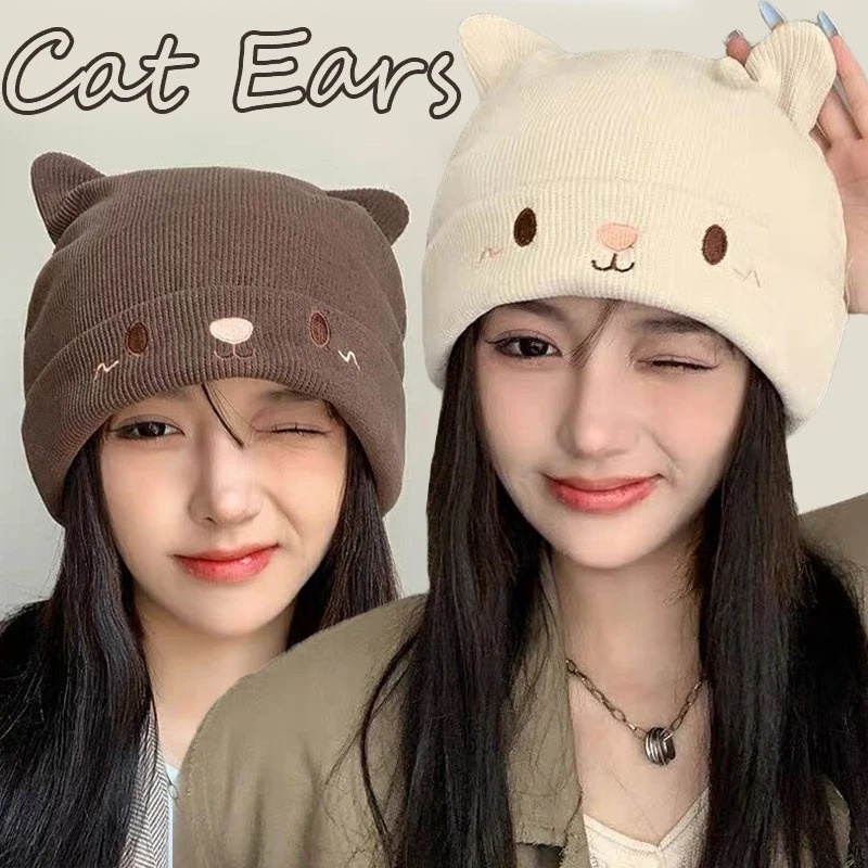 หมวกกันหนาวน่ารัก / ผู้หญิงการ์ตูนแมวหูหมวก / หมวกถักฤดูหนาวสำหรับผู้ใหญ่ /
อุปกรณ์เสริมสำหรับฤดูหนาว