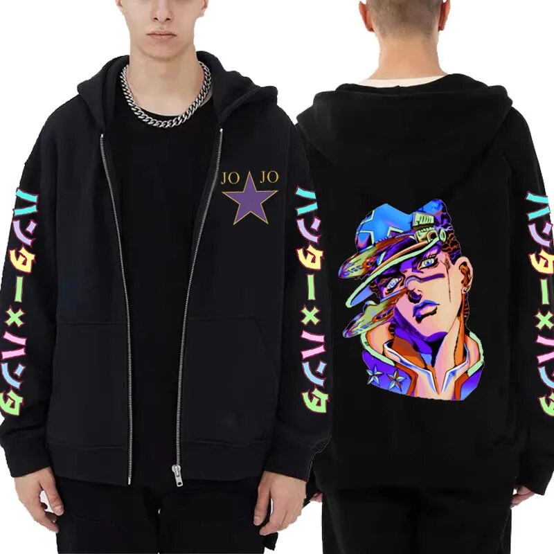 Jojos Bizarre Adventure อะนิเมะ Jojo อินเทรนด์ Zip Hoodie Jacket Coat เสื้อกันหนาวหลวม