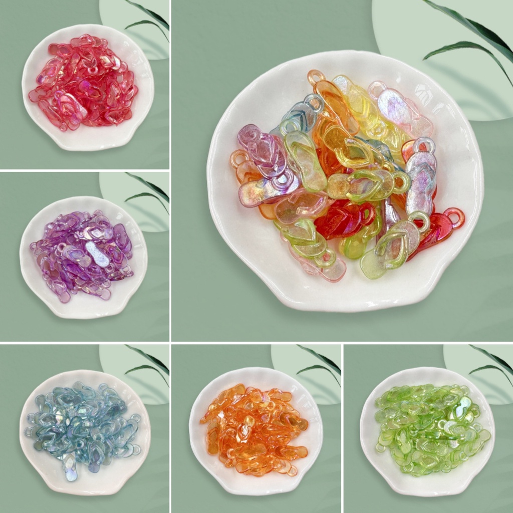 จี้ลูกปัดอะคริลิค รูปรองเท้าแตะ ขนาด 8*22 มม. แฮนด์เมด DIY 30 ชิ้น