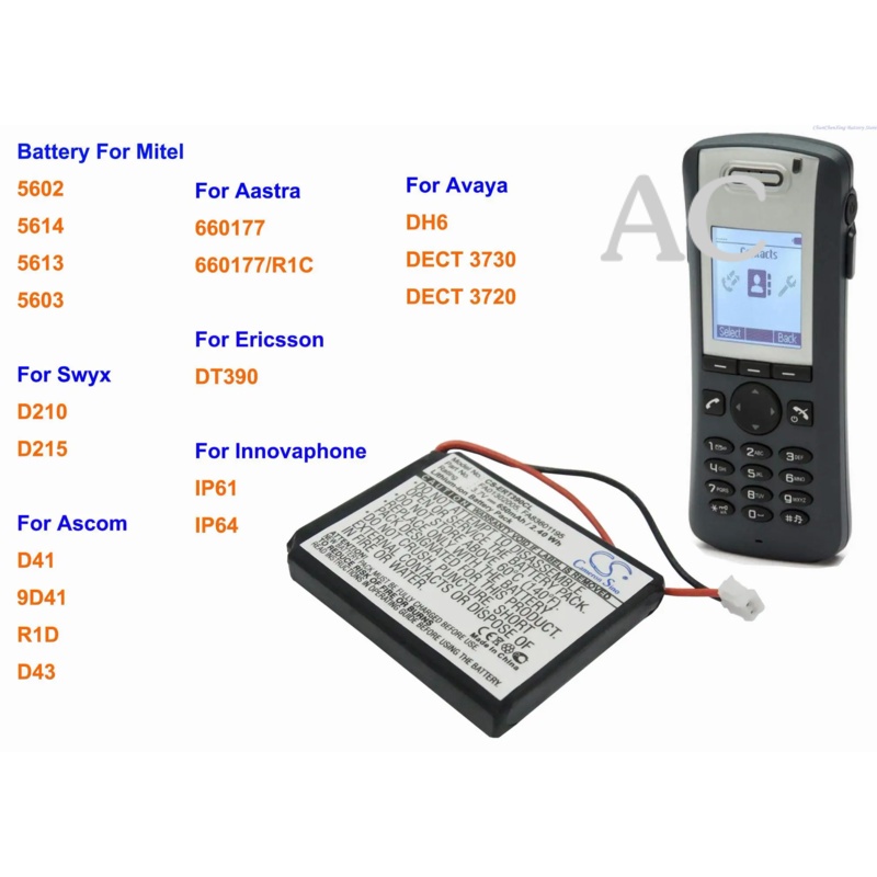 AC Battery for Aastra 660177,For Ascom 9D41,D41,D43,R1D,For Avaya 3720,For ERICSSON DT390, For Innov